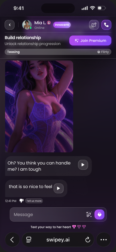 Swipey AI chat interface shown in a phone frame
